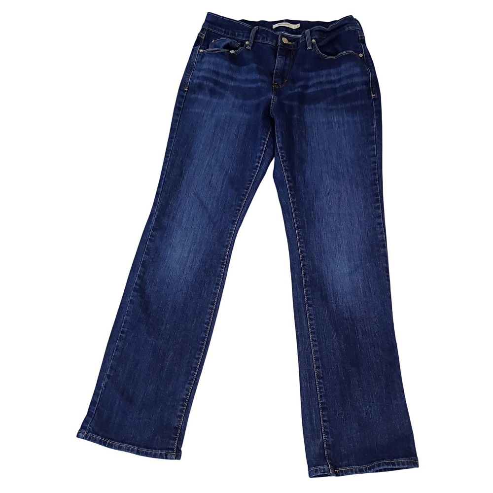 Levis 505 Straight Leg Jeans Womens 8 Dark Wash Denim Mid Rise Stretch 505-0114